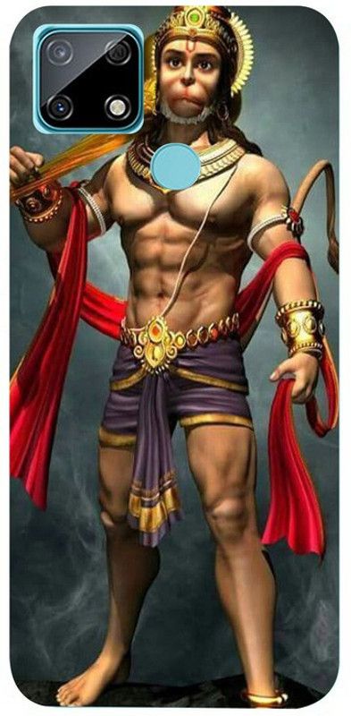 Golden Mask Back Cover for Realme c12 Lord Hanuman  (Multicolor, Waterproof, Silicon, Pack of: 1)