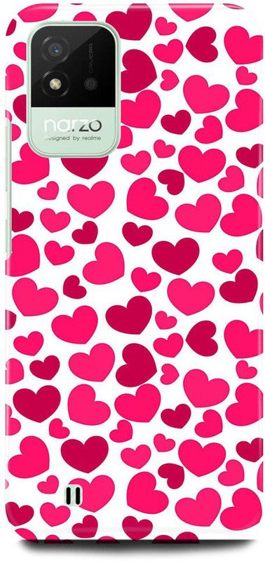 FUGGA Back Cover for realme Narzo 50i, HEART, RED, LOVE, GIRL, HEART, COUPLE  (Pink, Hard Case, Pack of: 1)