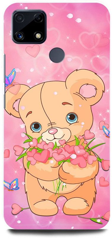 JUGGA Back Cover for realme C15, RMX2180, TEDDY, BEAR, DOLL, CARTOON, ART  (Pink, Hard Case, Pack of: 1)