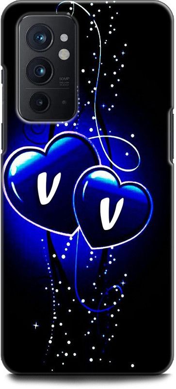 WallCraft Back Cover for OnePlus 9RT 5G V V, V LOVES V, V NAME, ALPHABET, VV LOVE, HART, BLUE  (Multicolor, Dual Protection)