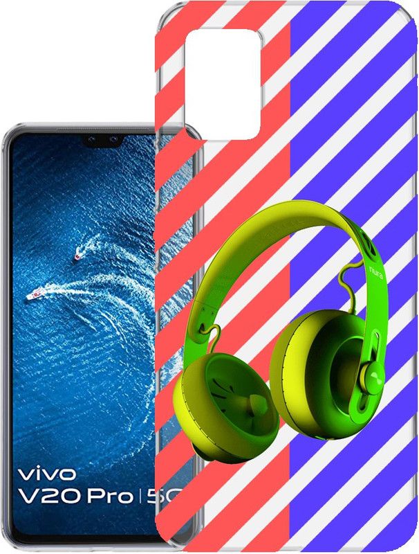 HANIRY Back Cover for Vivo V20 / V2025 back cover / GREEN HEADPHONE / Designer / PNG_42  (Multicolor, Flexible, Silicon, Pack of: 1)