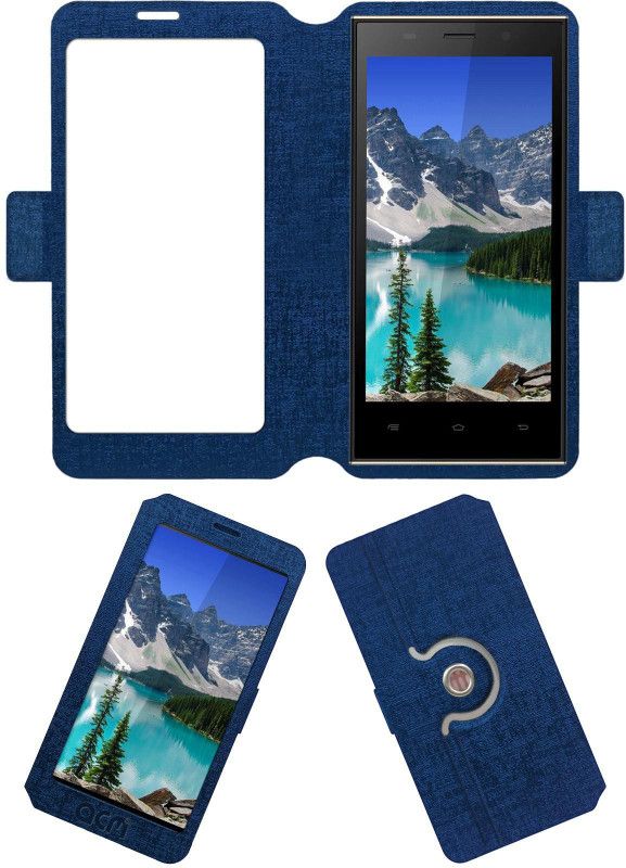 ACM Flip Cover for Spice Flo  (Blue, Cases with Holder, Pack of: 1)