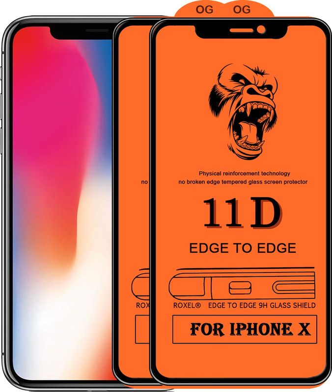 Roxel Edge To Edge Tempered Glass for Apple iPhone X  (Pack of 2)