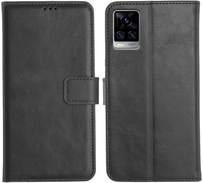 Genron Flip Cover for Vivo V20 Pro  (Black, Dual Protection)