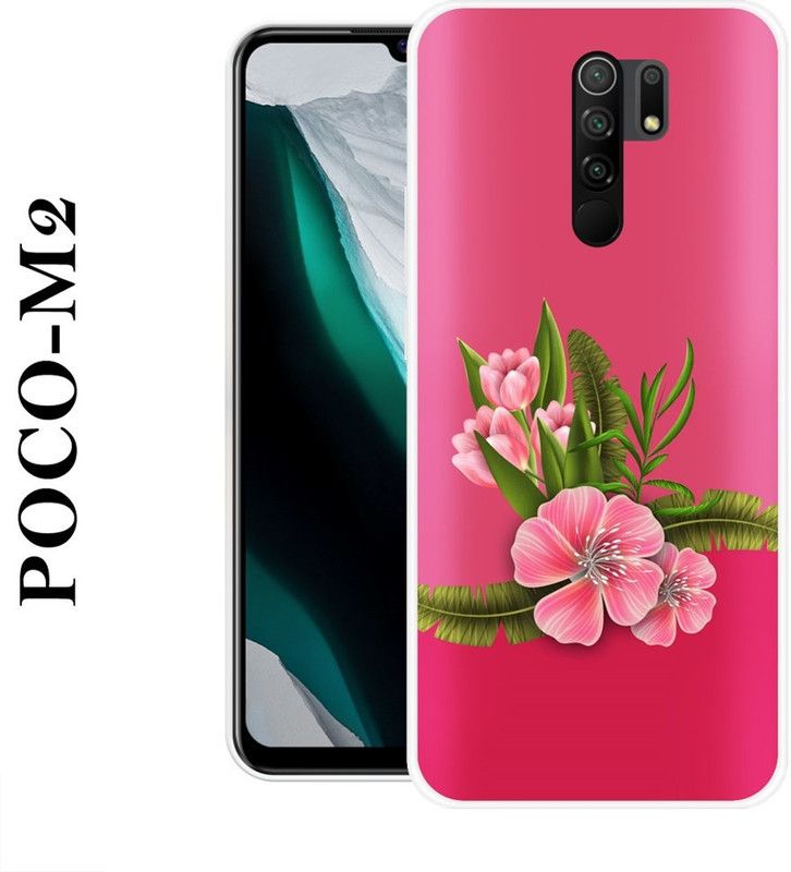 KUDI Back Cover for Poco M2  (Pink, Green, Grip Case, Silicon)