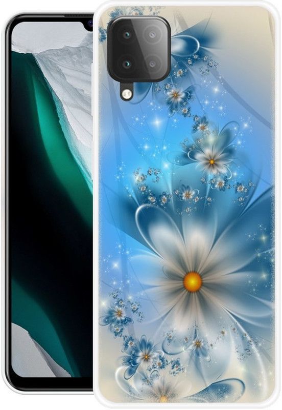 NEVYZAP Back Cover for Samsung Galaxy M12, Samsung Galaxy A12  (Blue, White, Grip Case, Silicon, Pack of: 1)