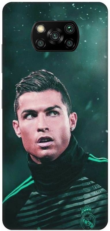 3D U PRINT Back Cover for POCO X3 / MZB07Z3IN / MZB07Z4IN / MZB9965IN, Ronaldo, Cristiano, Football  (Green, Waterproof, Pack of: 1)