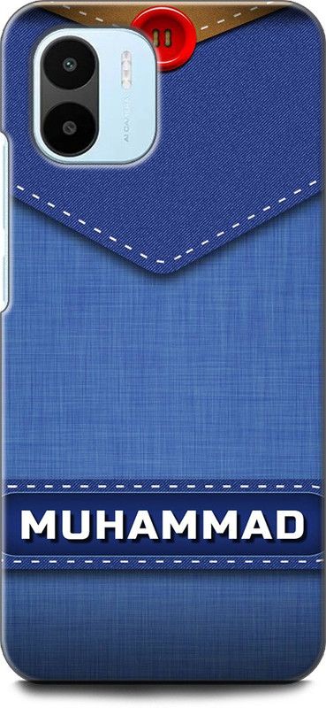 WallCraft Back Cover for REDMI A1 MUHAMMAD NAME, M LETTER, BLUE, JEANS, ALPHABET  (Multicolor, Dual Protection, Pack of: 1)