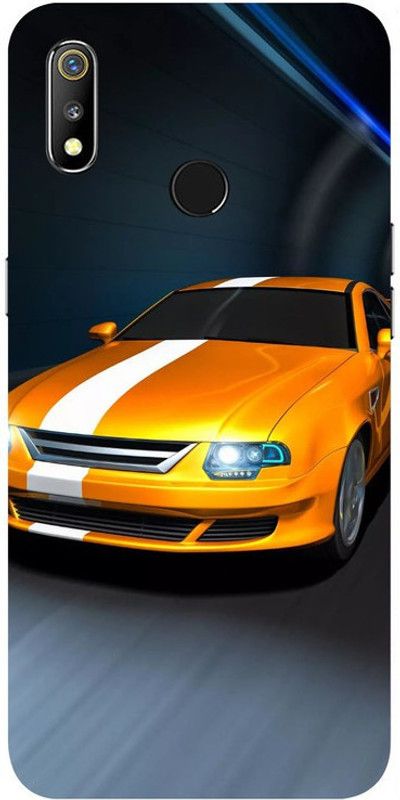 Skyhawk Back Cover for Realme 3 Yellow Car  (Multicolor, Waterproof, Pack of: 1)
