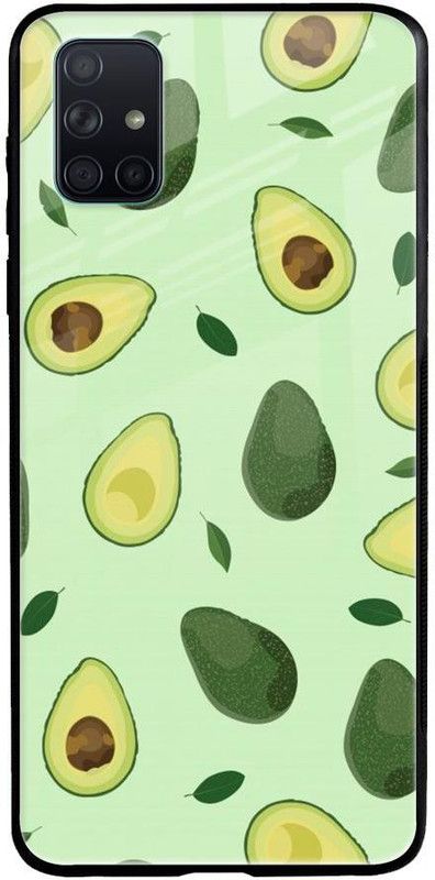 QRIOH Glass Back Cover for Samsung Galaxy A71  (Green, Grip Case, Silicon, Pack of: 1)