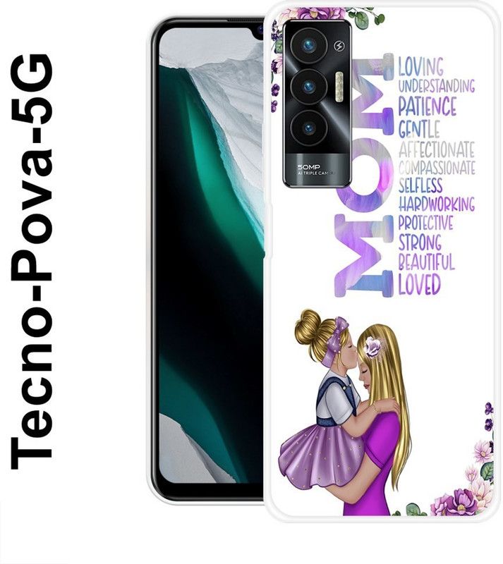 INDIALAND Back Cover for Tecno Pova 5G  (Purple, White, Grip Case, Silicon)