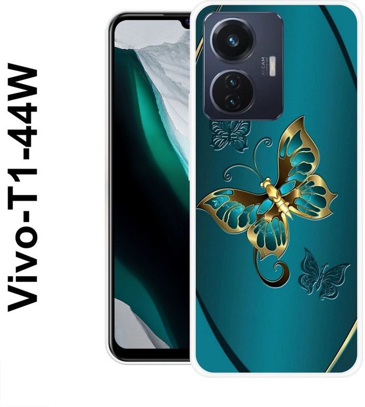 SHIVKUDI Back Cover for Vivo T1 44W  (Gold, Blue, Silicon)