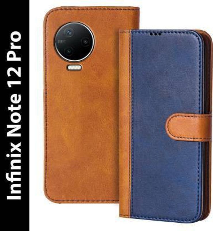 Mycos Flip Cover for Infinix Note 12 pro  (Blue, Brown, Dual Protection, Pack of: 1)
