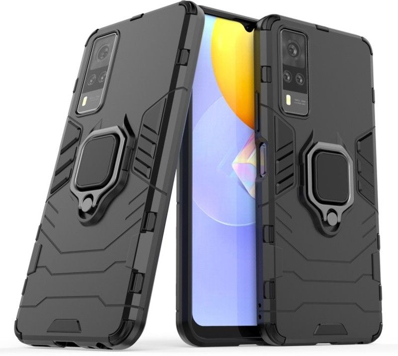 MOBILOVE Back Cover for Vivo Y51 / Vivo Y31 / Vivo Y51A / Vivo Y53s | Defender Kickstand 360 Degree Case  (Black, Rugged Armor, Pack of: 1)