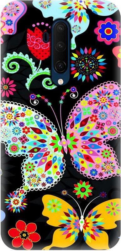 Smutty Back Cover for OnePlus 7T Pro - Butterfly Print  (Multicolor, Hard Case, Pack of: 1)