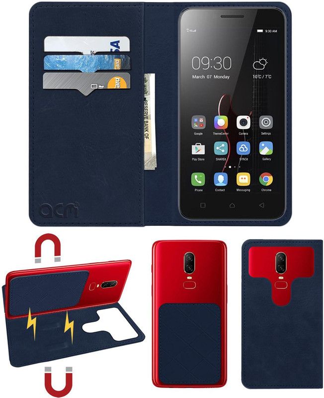 ACM Flip Cover for Lenovo Vibe C  (Blue, Cases with Holder, Pack of: 1)