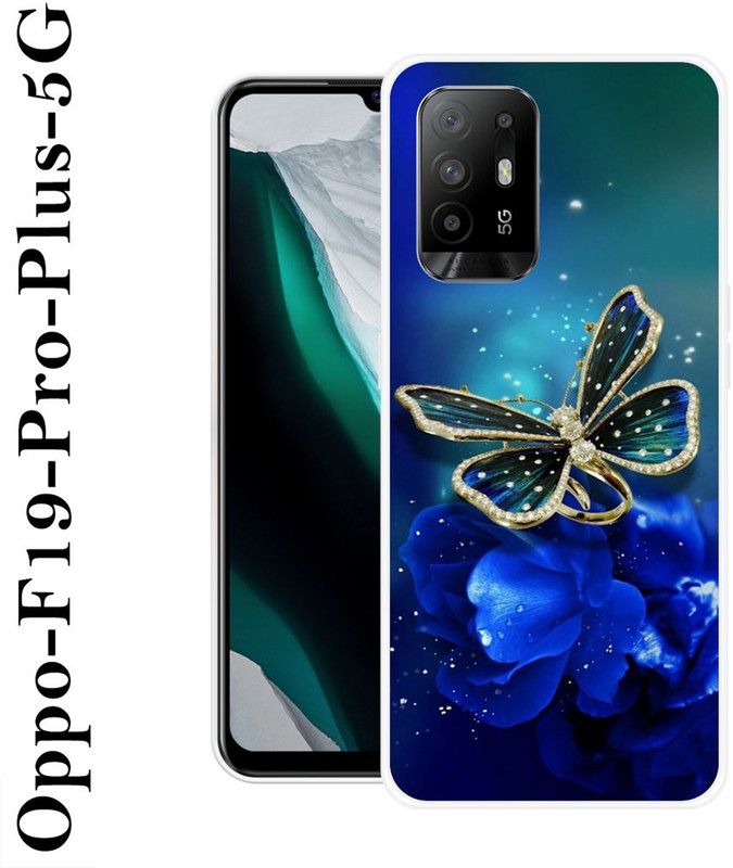 REALKING Back Cover for Oppo F19 Pro Plus 5G  (Blue, Beige, Silicon)