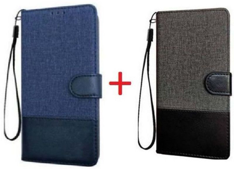 YuniKase Flip Cover for OPPO Reno7 5G  (Black, Blue, Pack of: 2)