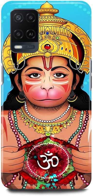 FRONK Back Cover for OPPO A54, CPH2239, HANUMAN, JI, MARUTI, BAJRANG, BALI, BALAJI, JAI SHREE RAM  (Gold, Hard Case, Pack of: 1)