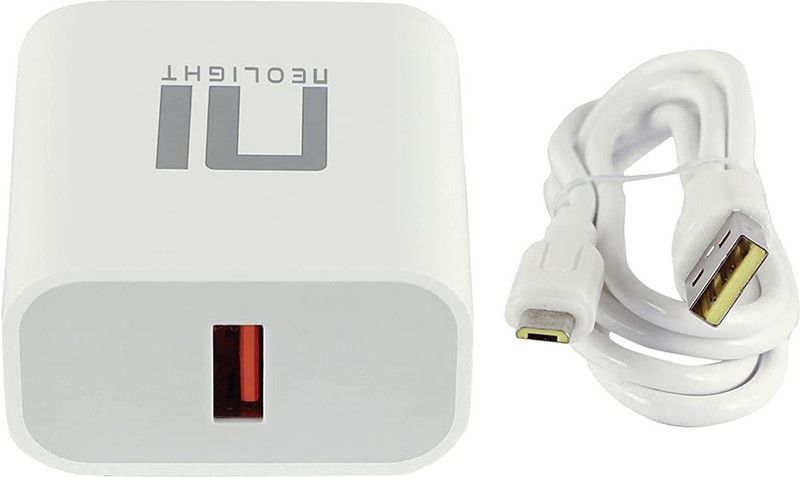 Neolight NA 2.8 A Multiport Mobile Fast Mobile Charger for Android Phones USB Multiple Charger Single Port Adapter for Android Phones, Smart Phones with USB Fast Charging Data Cables Charger with Detachable Cable  (White, Cable Included)