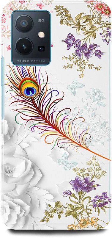 play fast Back Cover for Vivo T1 5G, V2141 MOR, PANKH, FEATHER, RADHA, KRISHAN  (White, Hard Case, Pack of: 1)