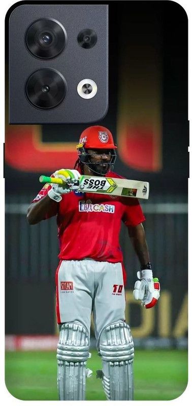 FRONK Back Cover for OPPO Reno8 5G, CPH2359, CHRIS, GAYLE, WEST, INDIES, PLAYER, 333, RCB  (Red, Hard Case, Pack of: 1)