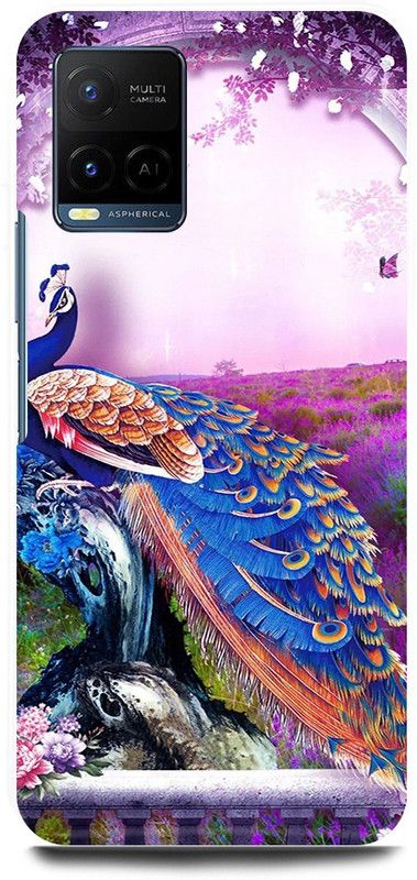 play fast Back Cover for Vivo Y33T, V2146 BLUE, PINK, PEACOCK, MOR, DESIGN  (Multicolor, Hard Case, Pack of: 1)