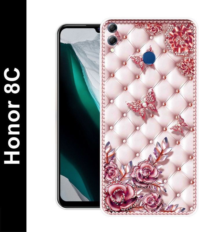 Aabra Back Cover for Honor 8C  (White, Red, Silicon, Pack of: 1)