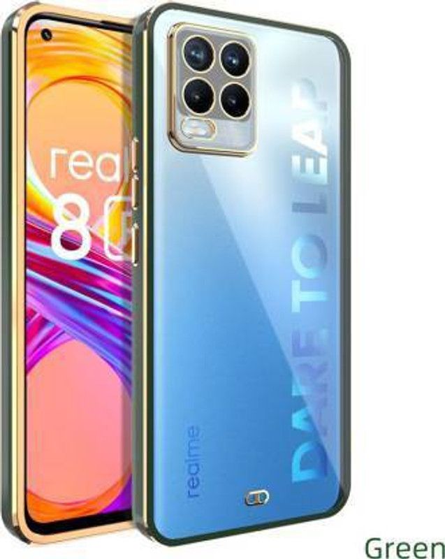 remktr Back Cover for Realme 8 4G, Realme 8 pro 4G  (Transparent, Green, Flexible, Silicon, Pack of: 1)