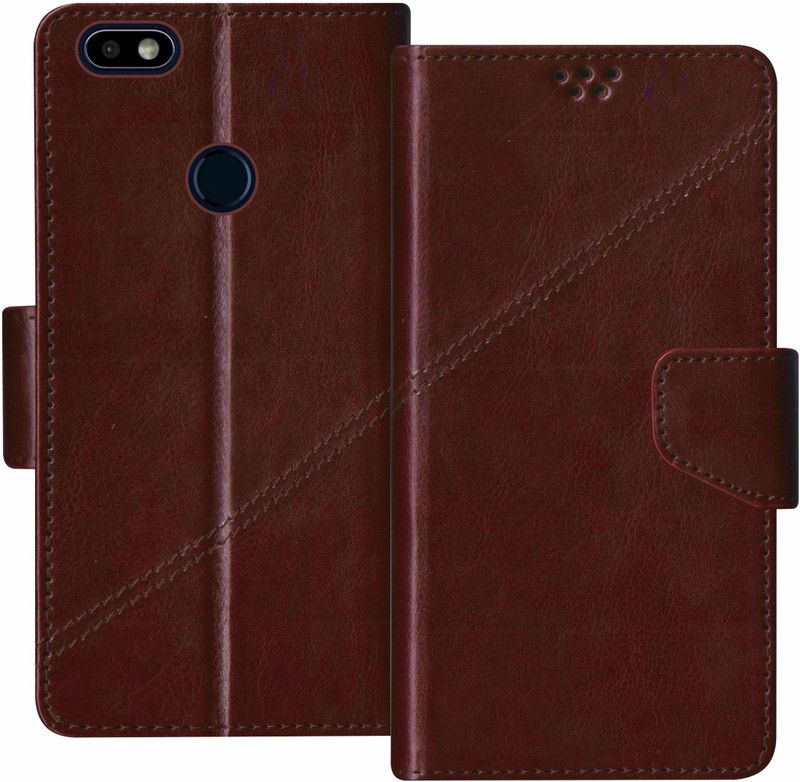 SScase Flip Cover for Lava Z91 Flip Cover  (Brown, Shock Proof, Pack of: 1)