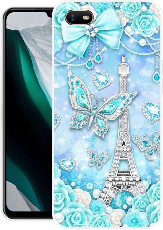 KUDI Back Cover for Oppo A1k, Realme C2  (Blue, White, Silicon)