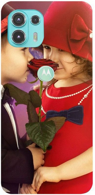Golden Mask Back Cover for Motorola Moto Edge 20 Fusion Little Boy and Girl in Love  (Multicolor, Waterproof, Silicon, Pack of: 1)