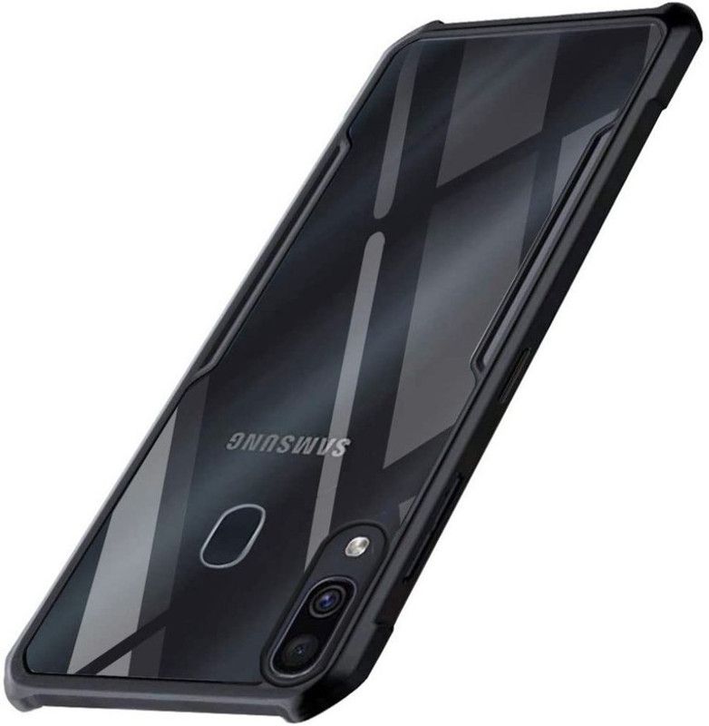 Aarnu Back Cover for Samsung Galaxy A30, Samsung Galaxy A20  (Transparent, Black, Dual Protection, Pack of: 1)