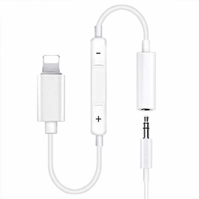 ezcap Lightning Cable 5 A 0.05 m Plastic Universal Adapter for 3.5Mm Headphones in Lighting Model Mh020  (Compatible with Mobile, Tablet, White, One Cable)