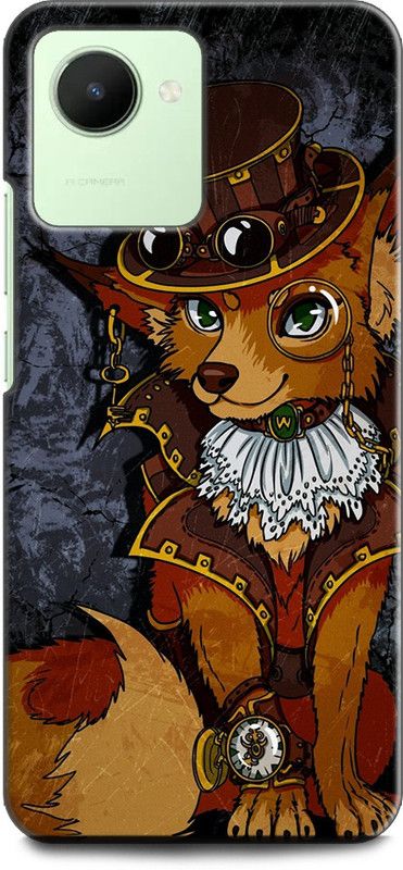 WallCraft Back Cover for Realme C30, RMX3581 FOX, DOG, ANIMAL, ABSTRACT ART, TEXTURE, DARK  (Multicolor, Dual Protection, Pack of: 1)