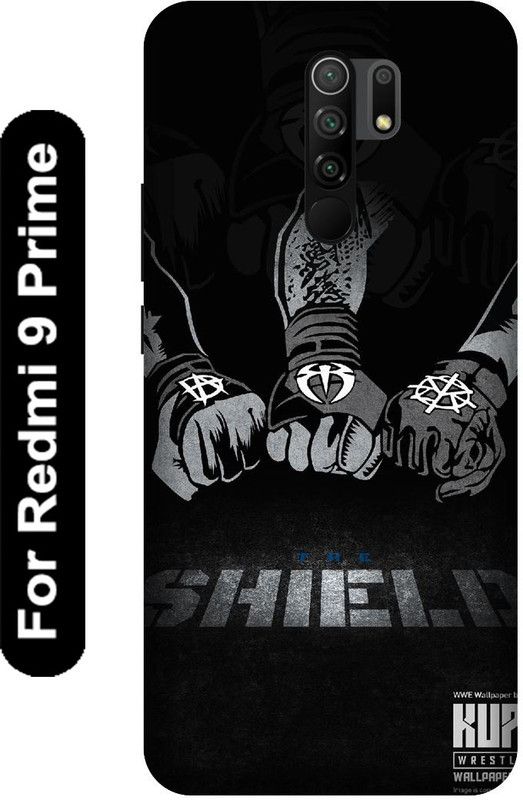 KARJUN Back Cover for Redmi 9 Prime , Black shield Printed Mobile case cover  (Multicolor, 3D Case, Pack of: 1)