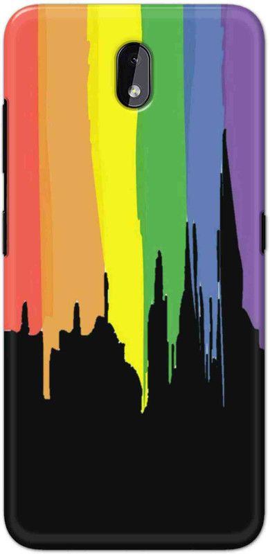 NDCOM Back Cover for Nokia 3.2 Rainbow Colors On Black Printed  (Multicolor, Hard Case, Pack of: 1)