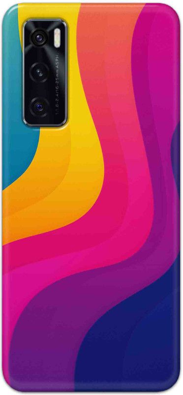 NDCOM Back Cover for Vivo V20 SE Rainbow Color Wave Printed  (Multicolor, Hard Case, Pack of: 1)
