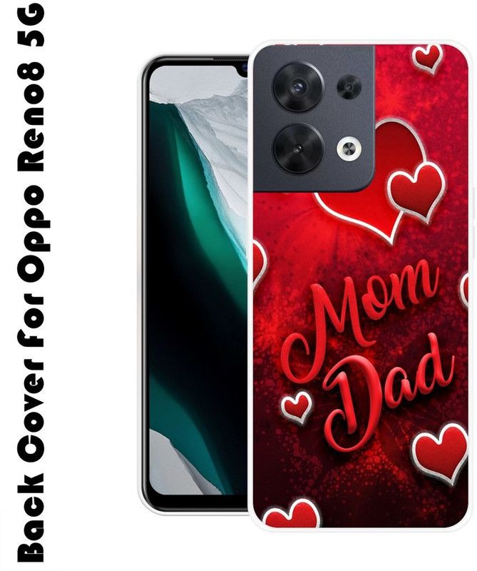 SIMAWAT Back Cover for Oppo Reno8 5G  (White, Red, Silicon, Pack of: 1)