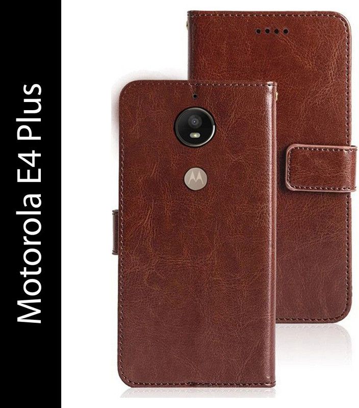 Juberous Flip Cover for Motorola Moto E4 Plus  (Brown, Dual Protection)