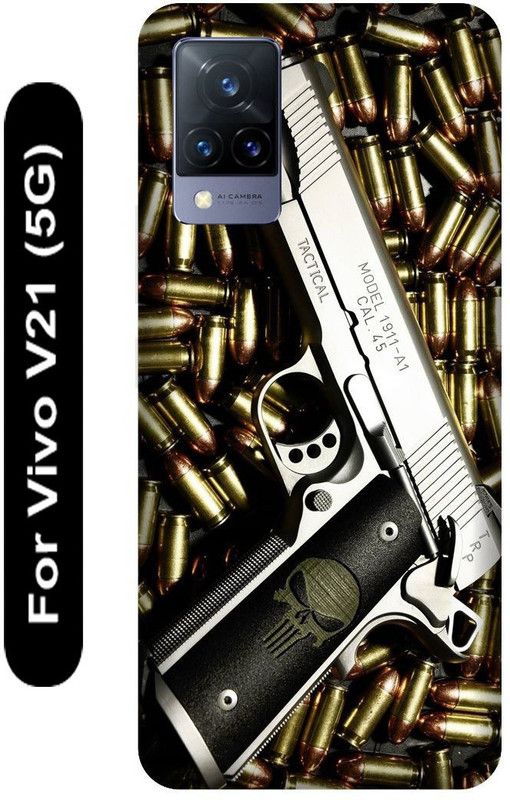 SSMORYA Back Cover for Vivo V21 5G, Pistol Printed  (Multicolor, Hard Case, Pack of: 1)