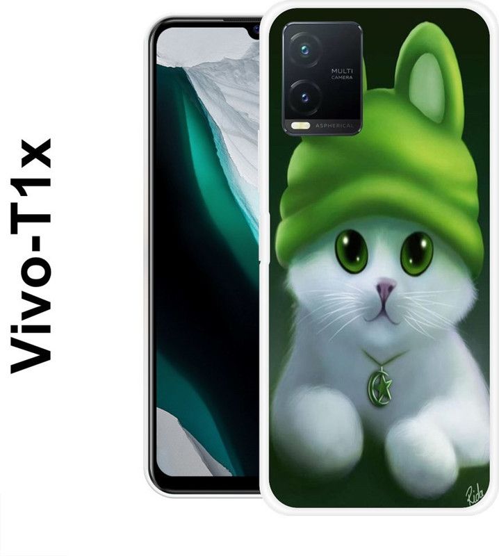 SHIVKUDI Back Cover for Vivo T1x  (White, Green, Silicon)