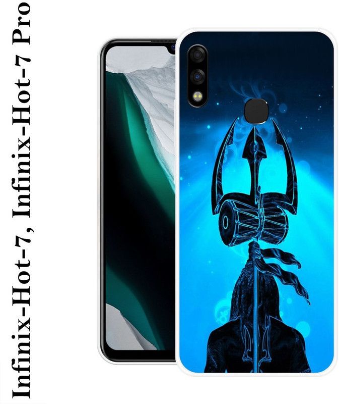 INDIALAND Back Cover for Infinix Hot 7  (Black, Blue, Grip Case, Silicon)