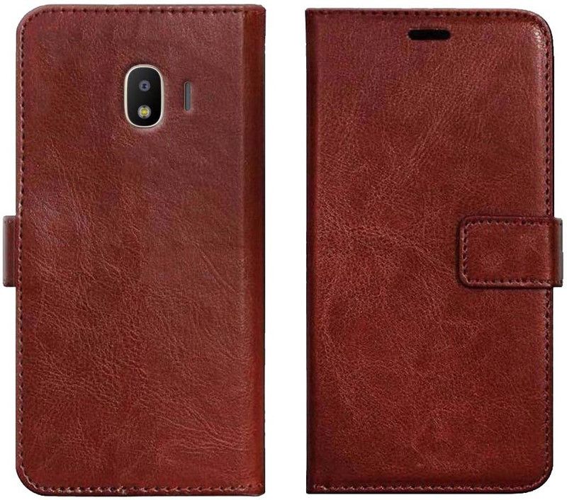 Trap Wallet Case Cover for Samsung Galaxy J2 Core  (Brown, Shock Proof, Pack of: 1)