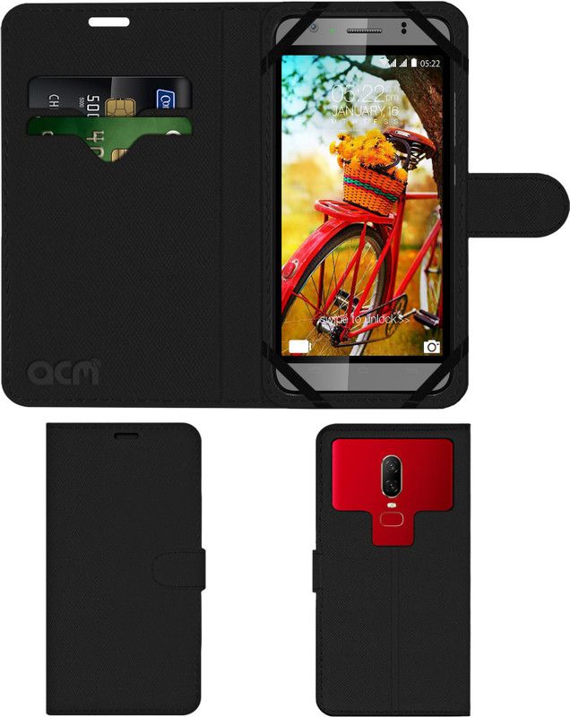 ACM Flip Cover for Karbonn Titanium Machfive  (Black, Cases with Holder, Pack of: 1)