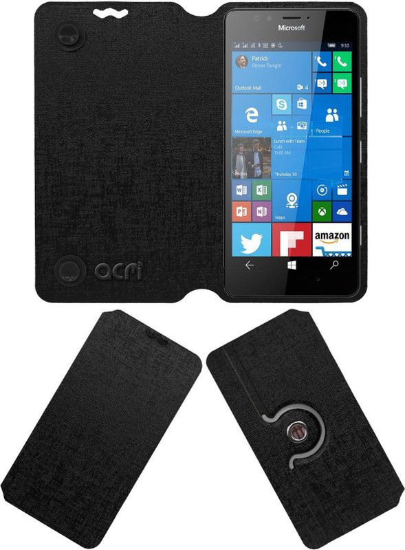 ACM Flip Cover for Microsoft Lumia 950 Dual Sim  (Black, Cases with Holder, Pack of: 1)