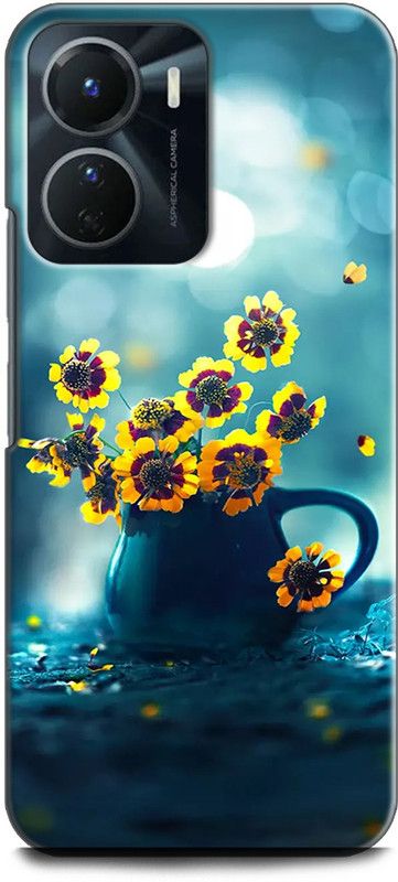 INDICRAFT Back Cover for Vivo Y16 FLOWERS, YELLOW, FLOWER, GLITTER, TEXTURE, BEAUTY  (Multicolor, Shock Proof, Pack of: 1)