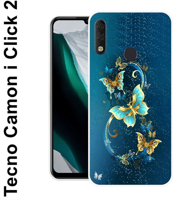 KLC Back Cover for Tecno Camon I Click 2  (Blue, Gold, Grip Case, Silicon)