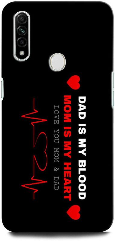 GRAFIQE Back Cover for OPPO A31 MOTHER, MAA, FATHER, LIFE LINE, I LOVE MY MOM DAD  (Multicolor, Shock Proof, Pack of: 1)