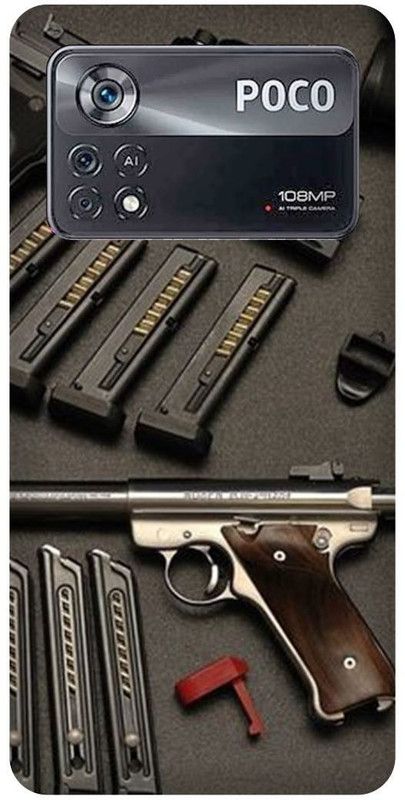 play fast Back Cover for POCO X4 Pro 5G, GUN, BULLETS, RIFFLE, PISTOL, BANDOOK  (Silver, Hard Case, Pack of: 1)